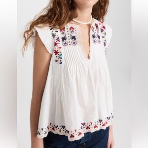 Sea “Alicia” Embroidery Flutter Sleeve Top